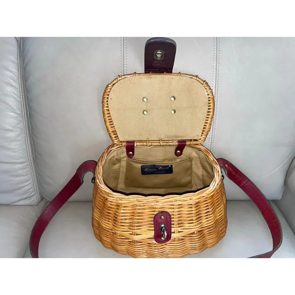 Vintage Etienne Aigner Wicker Fishing Creel Style 1950s–1960s MCM Purse - READ - Picture 5 of 16
